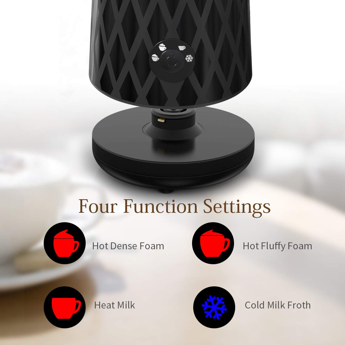 Milk Frother, Electric Milk Heater Steamer for Froth Hot and Cold Foam with Non-Stick Interior