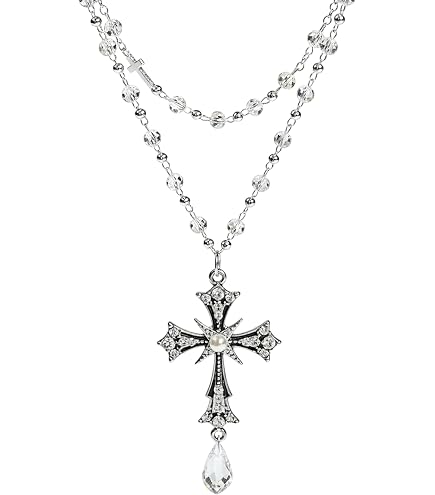 Amazon.com: Gothic Cross Necklace,Pearl Cross Necklace,Cross
