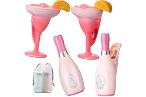 4 Pieces Beach Towel Clips Style Champagne Shape Towel Clips and Cocktail Shape Pool Towel Clips for Beach Pool & Lounge Chai