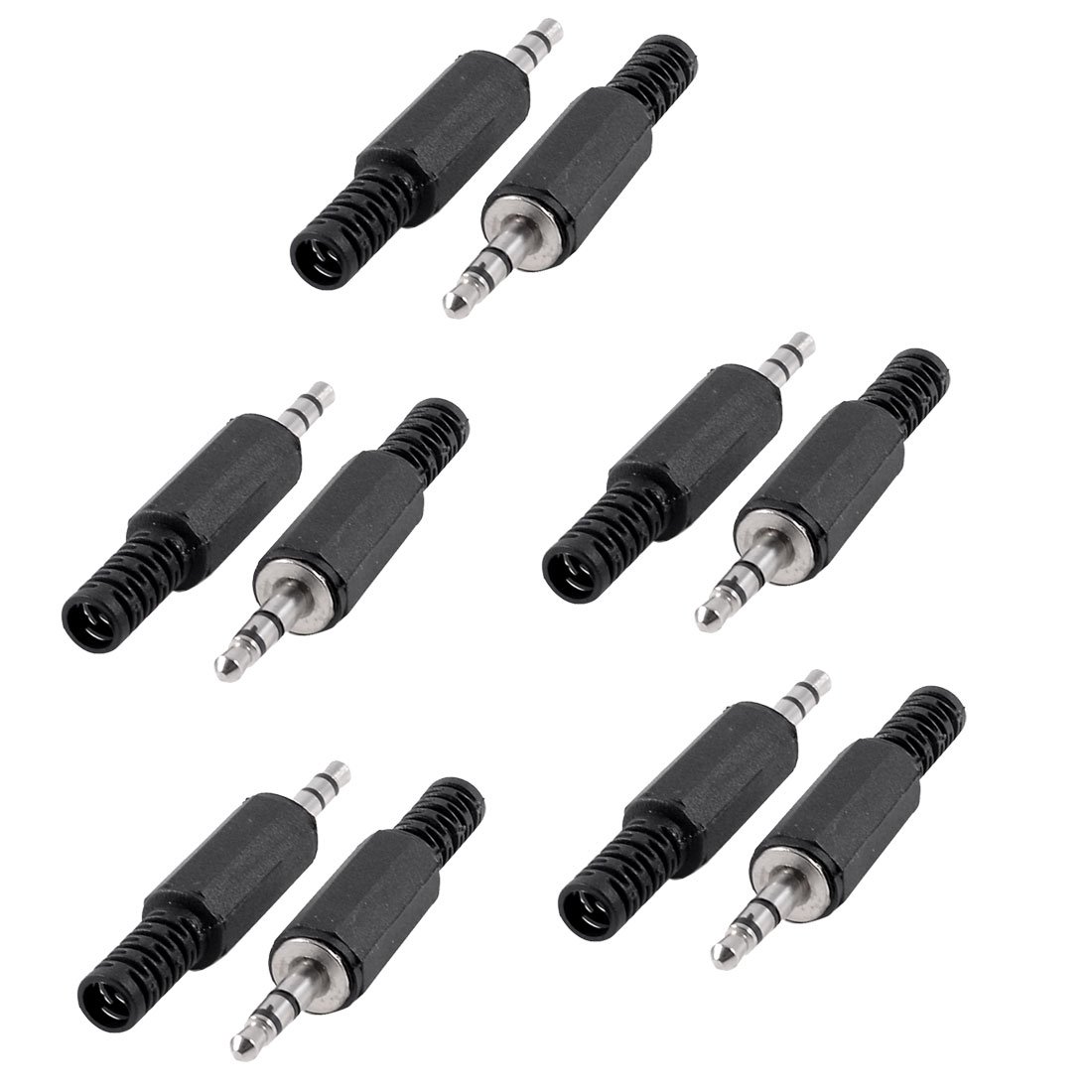Sourcingmap 3.5mm Plastic Shell Audio Jack Plug Connector - Black (Pack of 10)