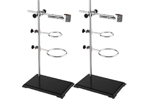 Otoolling 2 Set Chemistry Laboratory Stands Support Set, Steel Lab Stand with Cast Iron Base Lab Stand Rod 16 with Burette Clamp Flask Ring Clamps for Teachers Experimental Equipment Tools