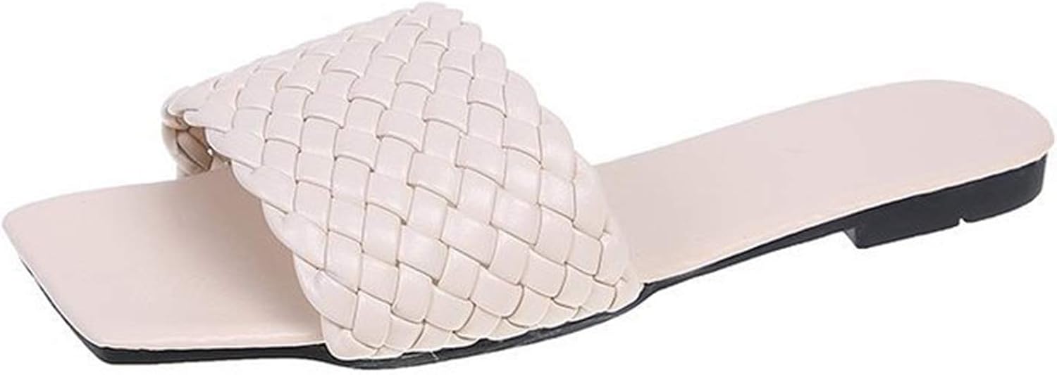 square toe braided flat sandals
