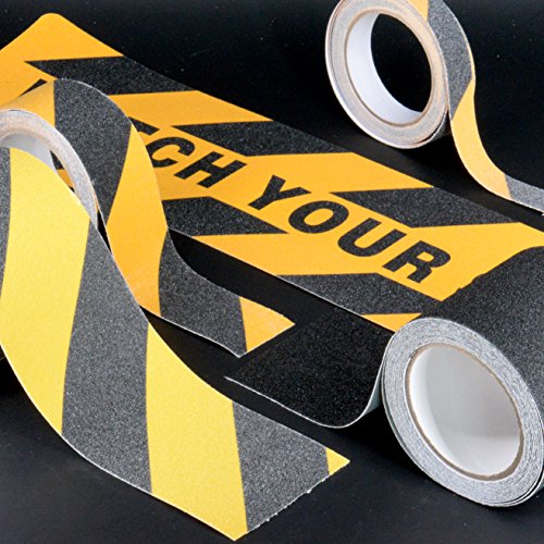 Mobling Anti Slip Safety Tape OSHA/Winter KIT [80 Grit] - Watch Your Step (6" x 2') + Orange Caution [(1" x 15') + (2" x 15')] + Yellow Stripe [4" x 15'] + Black (4 Inch x 15') - Thumbnail 5