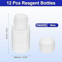 PATIKIL 12Pcs 10ml Reagent Bottles, PP Wide Mouth