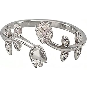 1pc Gold/Silver Twin Flower Tulip Rose Ring, Luxury Copper Zircon Inlaid Design, Bridal Fashion Jewelry for Wedding Anniversa