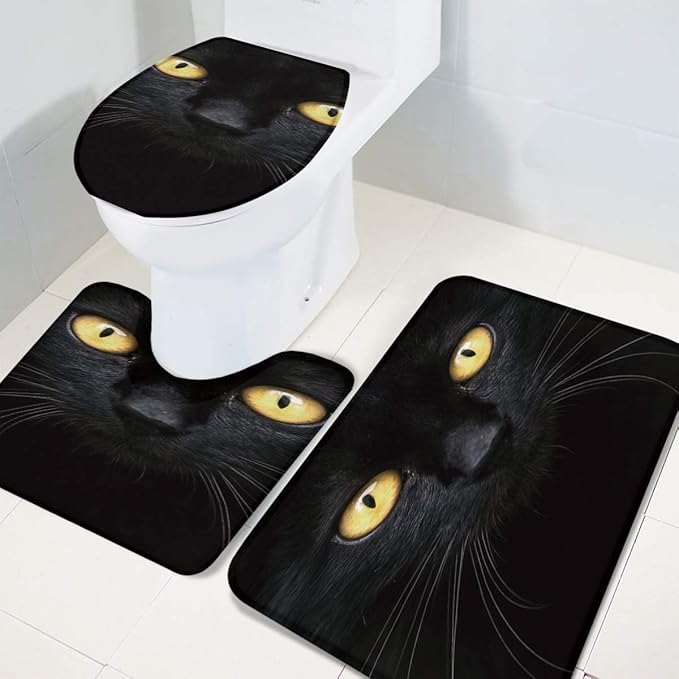 ARTSHOWING Cat Lover 3 Pieces Bathroom Rugs, Anti Slip