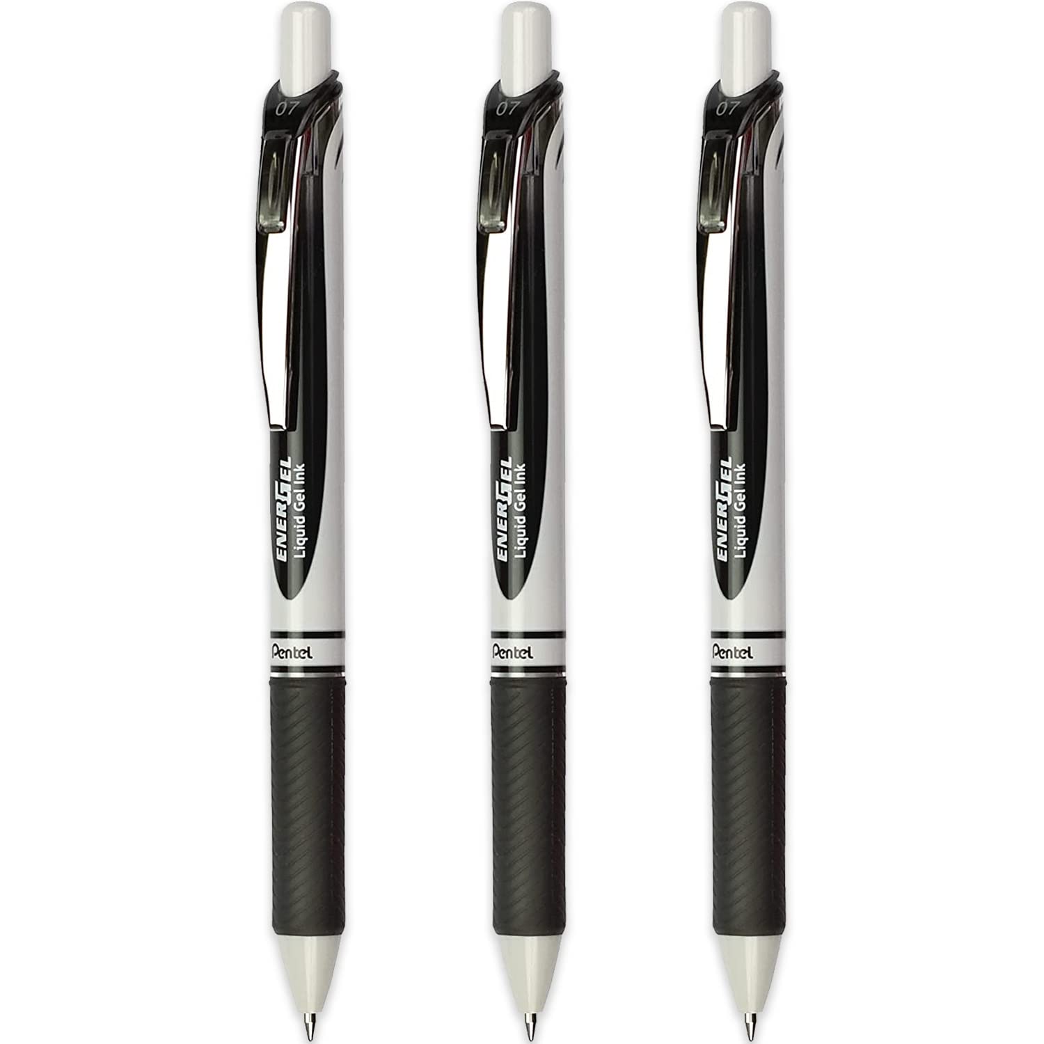 Pentel EnerGel XM BL77E-AX - Retractable Liquid Gel Ink Pen - 0.7mm - 79% Recycled - Black Ink - Pack of 3