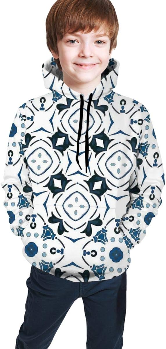 GULTMEE Kids'Hooded Youth Sweatshirt Hoodie,Vivid Palm Leaves Growth Jungle Lush Foliage Summer Forest Botany