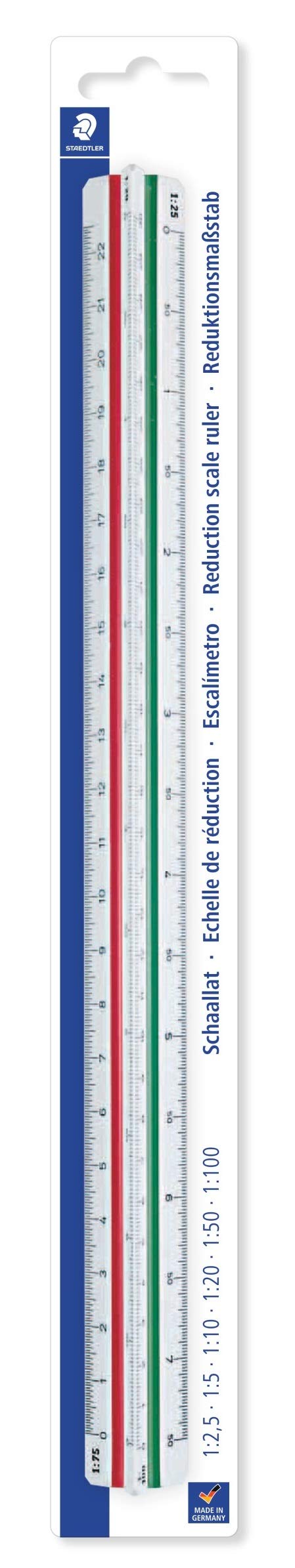 Staedtler Staedtler Mars 561 98-DIN Reduction Scale Ruler Division 1 Piece on Blister Card,White,1:10 / 1:2,5 / 1:5 / 1:20 / 1:50 / 1:100