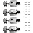 Small Size Spring Loaded Latch Pin - Door Security Slide Latch Lock - Metal Lock Barrel Bolt Spring Loaded Latch - Stainless Steel Heavy Duty Gate Latcher Door Latch with 24 Screws (Silver-4 Pack)