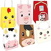 Fancy Land Farm Animal Party Favor Bags Barnyard Goodie Treat Candy Bag with Handles for Birthday Gift Wrapping Supplies 18Pcs