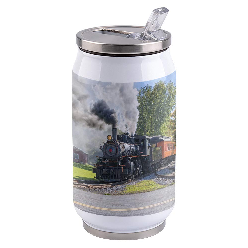 Photo 1 of 14oz Stainless Steel Tumbler with Lid & Straw-Double Wall Vacuum Insulated Travel Mug,Steam Train Water Bottle Coffee Beverage Drinks Cup for Adults Kids