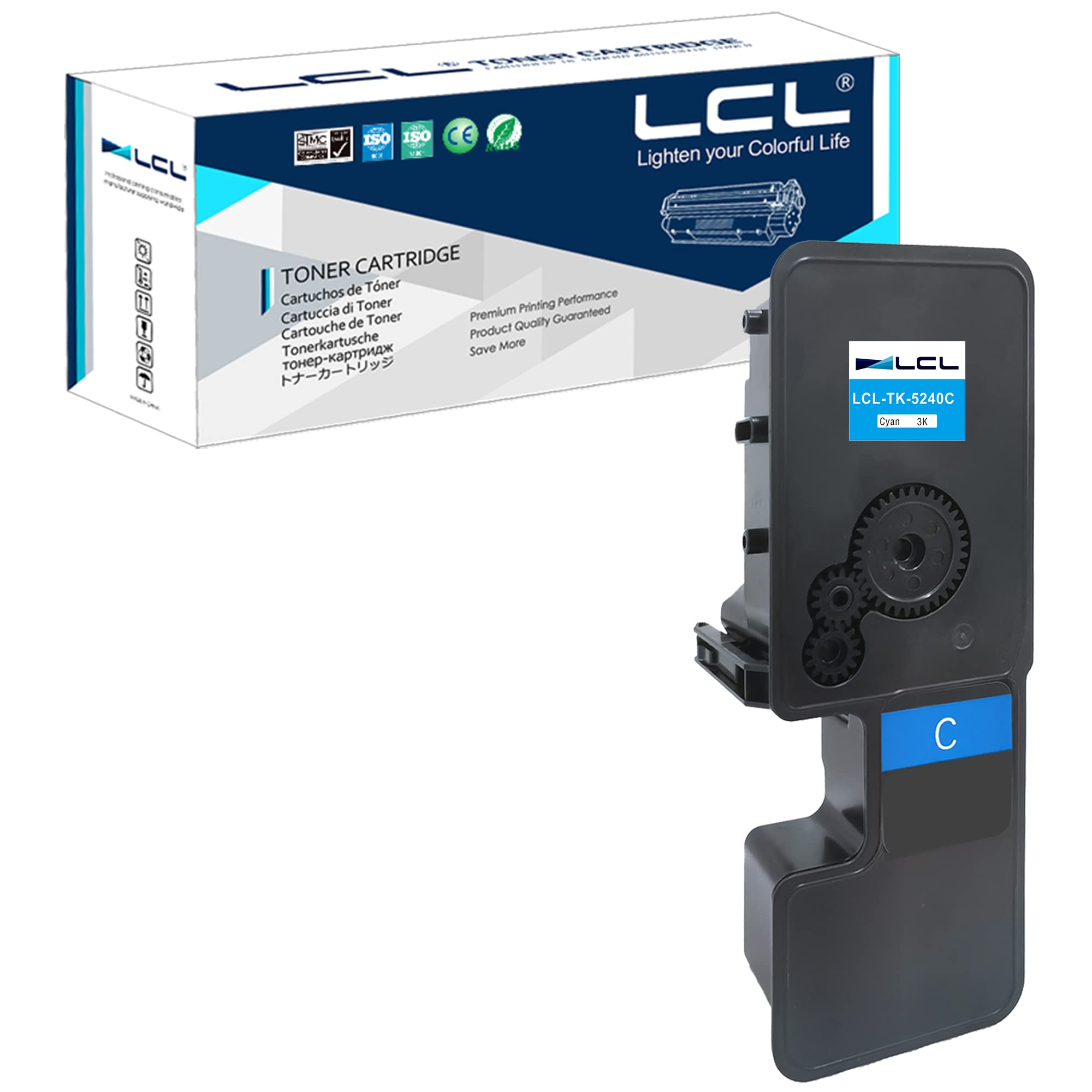 LCL Compatible Toner Cartridge TK5240 TK-5240 TK-5240C 1T02R7CNL0 (1Cyan) Replacement for Kyocera ECOSYS M5526 M5526cdw M5526cdn P5026 P5026cdn P5026cdw