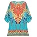 HIMONE Women Bohemian Neck Tie Vintage Printed Ethnic Style Summer Shift Dress Small