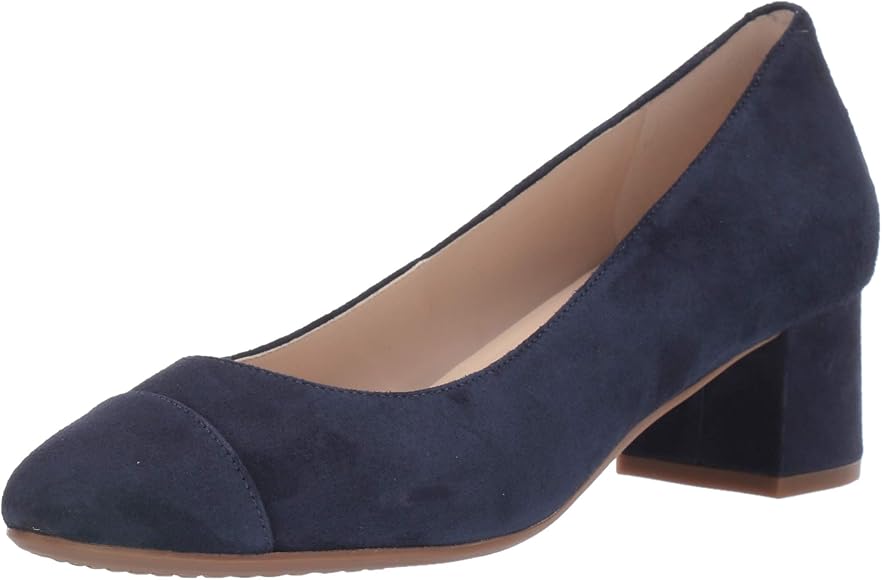 blue block heel pump