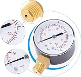 Hilitand Pressure Gauge 0-60psi 0-4bar 1/4" NPT Bottom Mount Metal Case view 2