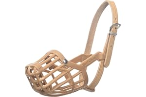 OmniPet Leather Brothers Italian Basket Dog Muzzle, Adjustable Secure Fit, Comfortable Design, Training and Safety, Averts Biting, Prevents Chewing and Scavenging, Perfect for Grooming - Tan, Size 4