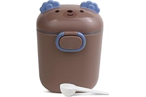 KIDDOSPHERE Baby Formula Dispenser, Portable Formula Container to go for Travel, BPA-Free Formula Storage Containers with Scoop and Leveler, Formula Container with Carry Handle for Outdoor (15 Ounce, Brown)