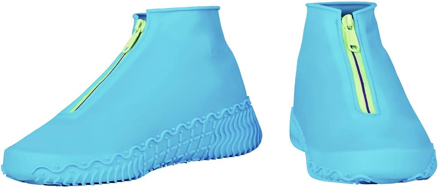 Silicone Waterproof Shoes Cover,Reusable No Slip Shoes Cover with Quick Put-on/Take-off Zipper For Outdoor Cycling and Garden,Washable Rain Boots For Kids,Toddler,Men and Women