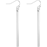 Aobei Pearl 18K Gold Plated/Platimun Plated Long Vertical Bar Drop Dangle Earring Minimal Hanging Earrings Geometric jewelry for Women