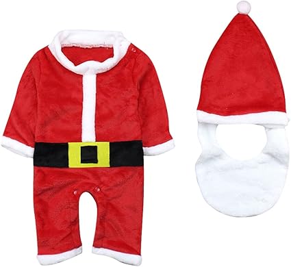 Vestito Babbo Natale 6 Mesi.Le Ssara Inverno Del Bambino Natale Pagliaccetto Neonato Body Vestito Cappello Barba 3 Pz 6 12 Mesi Amazon It Prima Infanzia