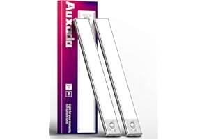 AUXODA Under Cabinet Lighting 2 Pack, 2200mAh Motion Sensor Light Indoor, Rechargeable Closet Lights Motion Sensored, Adjustable Brightness, Under Counter Lights for Kitchen