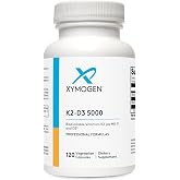 XYMOGEN K2-D3 5000, 120 Capsules | Vitamin D3 K2 Supplement for Immune, Bone, and Cardiovascular Support,* Non-GMO, Gluten-Free, Vegetarian