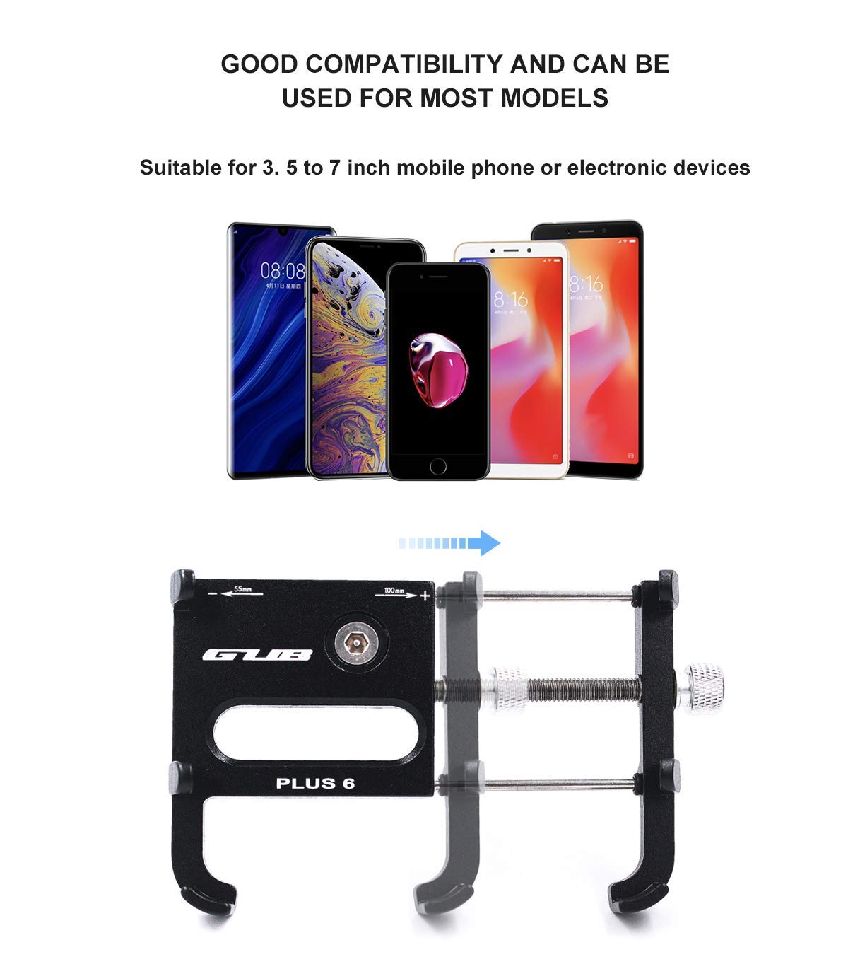 GUB Bike Phone Mount Holder, Aluminum Motorcycle Phone Holder Mount 360° Rotation for iPhone 13 14 15 Pro max 16 Pro, Samsung S24 S23 S22 S21 Note20/10 4.7-6.8
