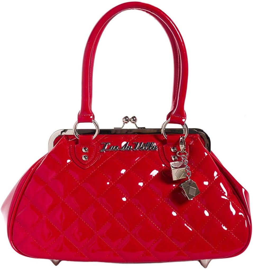 Lux De Ville Sin City Kiss Lock Bag Patent Vinyl Vegan Handbag