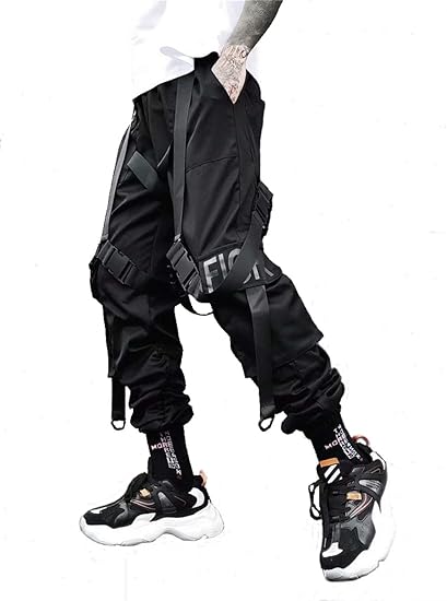 Amazon ジョガーパンツメンズ サルエルパンツロングマルチポケットアウトドアファッションカジュアルジョギングクールパンツとドローストリング テーパードパンツ 黒パンツ ロングパンツ 通販