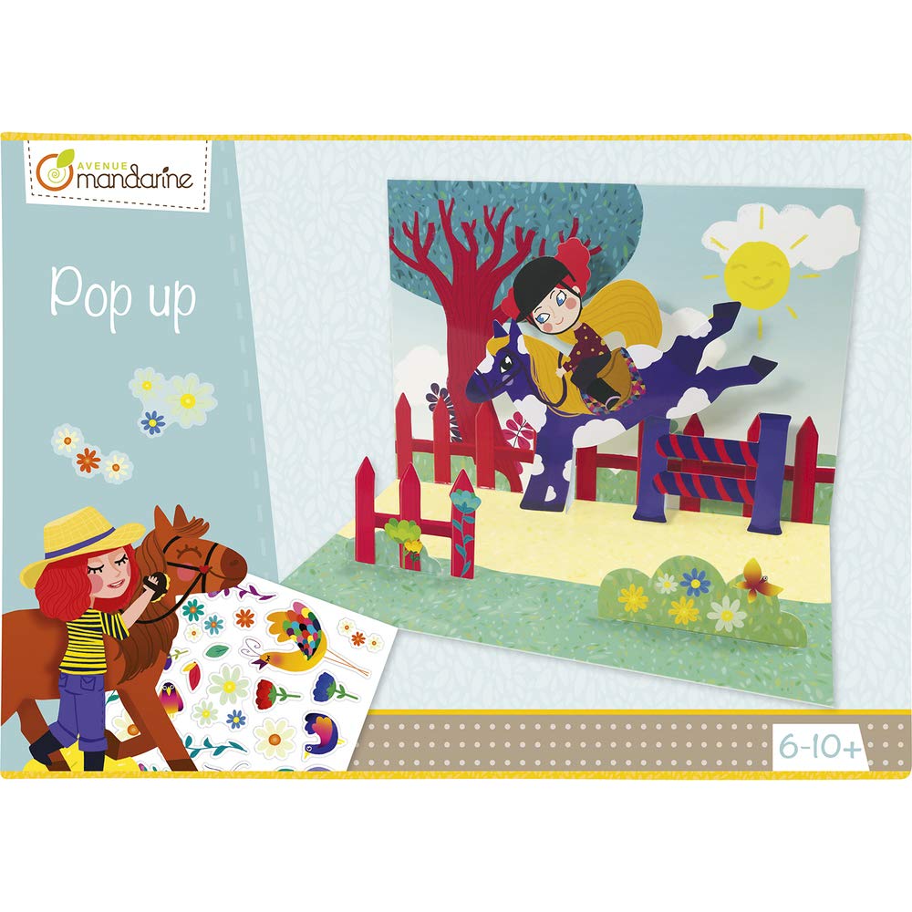Avenue Mandarine KC034C - Children's creative box - 3 3D decors to fold and decorate - From age 6 - POP UP - Children's Creative and Leisure Activity - DIY