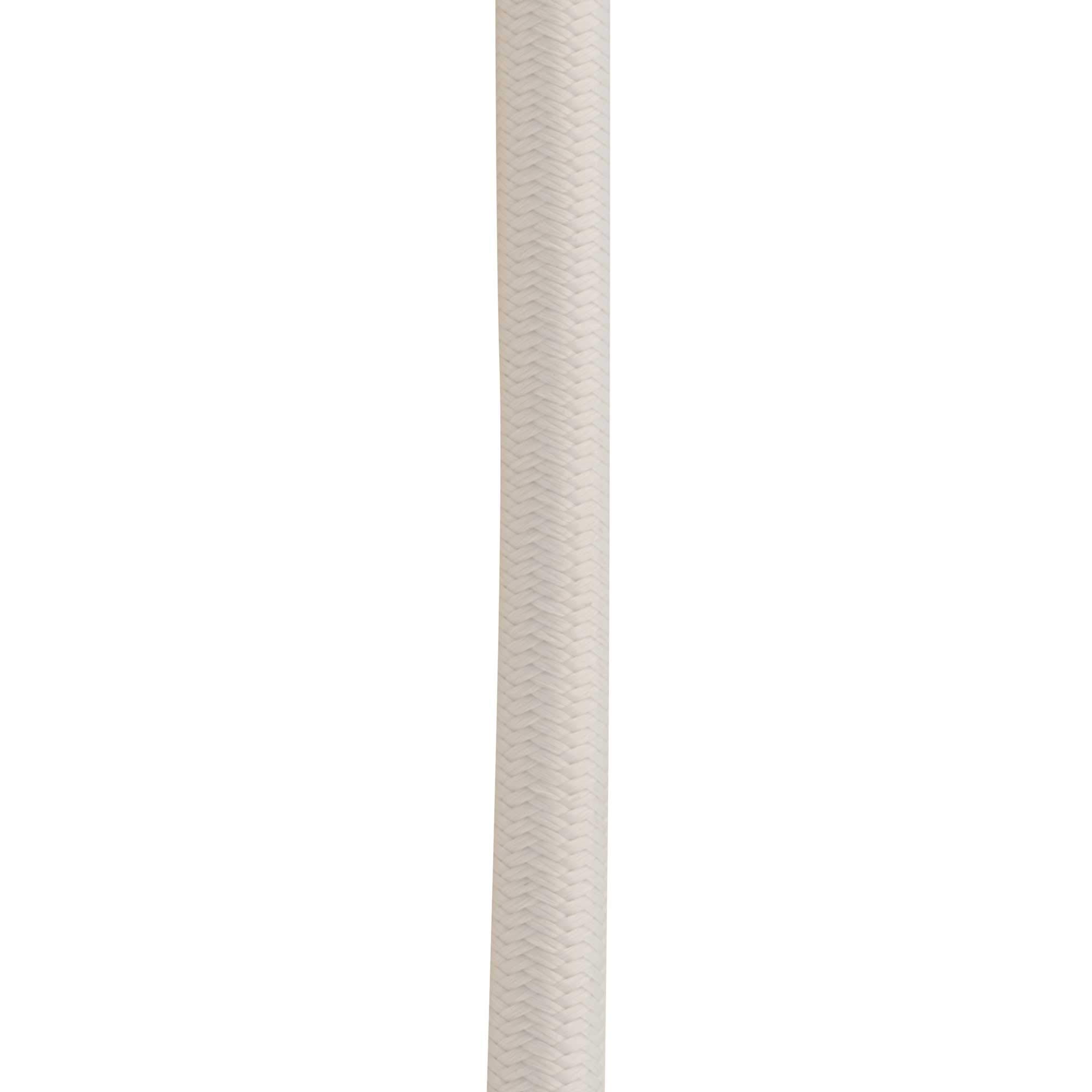 ElekTek White Round Vintage-Style Braided Fabric Covered Lighting Flex Cable 2m Pack Length, 3-Core 6 Amp (0.75mm), EU Manufactured