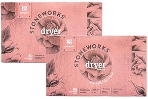 Grab Green Stoneworks Cruelty-Free Dryer Sheets | Softens Fabrics, Freshens Clothing & Reduces Static-Cling and Wrinkles | Plant Based | Rose Petal Scent (160 Sheets)