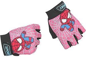 Miokkley Kids Fingerless Bike Gloves, Spider Superhero Sport Gloves for Children Monkey Bars Climbing Cycling Biking Fishing