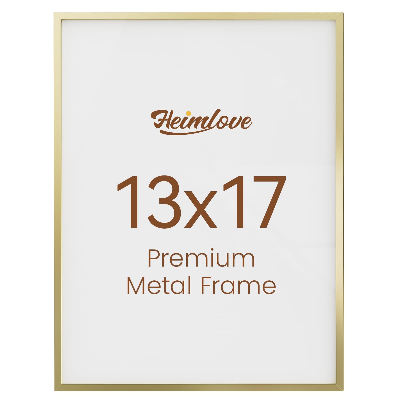 Photo 1 of Heimlove 13x17 Aluminum Picture Frame, Metal Picture Frame Wall Mounting Horizontally or Vertically, Photo frame with Tempered Glass - Poster Frame Simple and Elegant Decor for Wall - 1 Pack - Gold