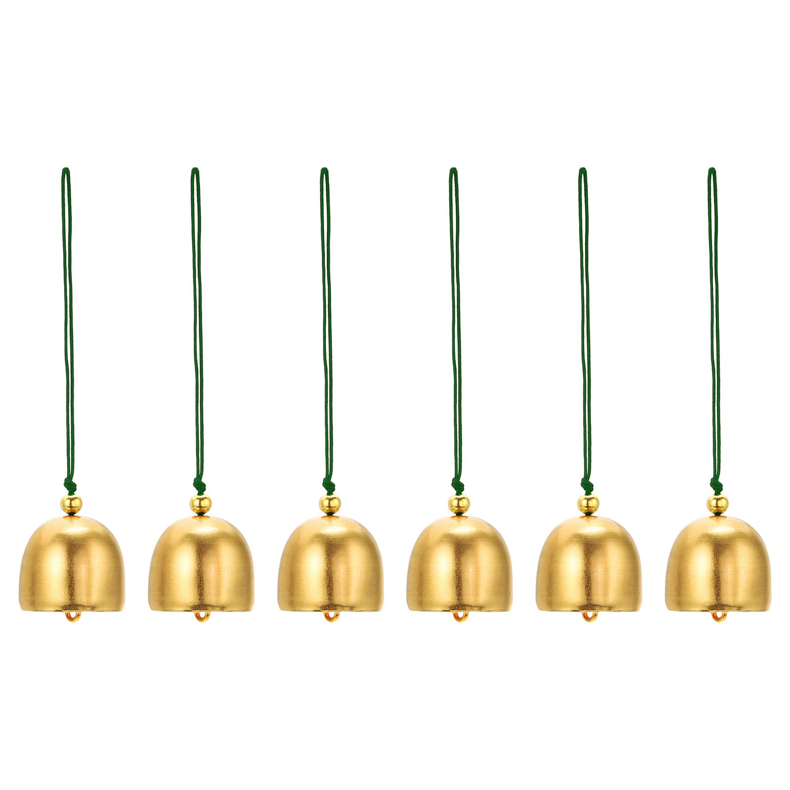 PATIKIL 6 Pcs Wind Chime, Hanging Bells Temple Bells Retro Outdoor Hanging Metal Chinese Wind Chime Round for Outside Garden Camping, Gold Green