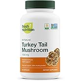 Fresh Nutrition Organic Turkey Tail Mushroom Extract Supplement - High in Beta Glucans – Non-GMO, Vegan Friendly, Gluten-Free - 90 Capsules