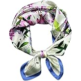 Sichdew Women 100% Mulberry Silk Neck Scarf Lightweight Digital Print Small Square Scarfs- Neckerchief Gift Packing 21"*21"