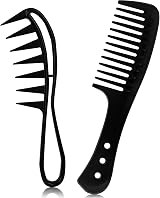 Sularpek Pack of 2 Hair Combs Wide Tooth & Large Tooth Black