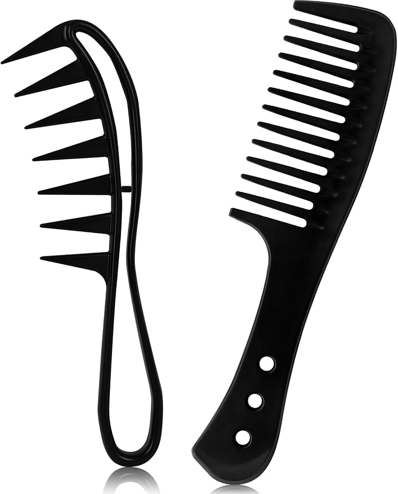 Sularpek Pack of 2 Hair Combs Wide Tooth & Large Tooth Black