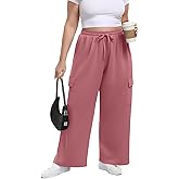 OLRIK Womens Plus Size Wide Leg Cargo Sweatpants High Waisted Drawstring Lounge Pants with Pockets Baggy Strechy Joggers