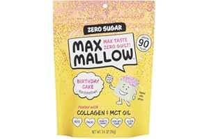 Know Brainer Max Mallow Birthday Cake - Guilt-Free & Zero Sugar Marshmallows - Low Carb, Zero Fat, Gluten-Free & Ketogenic - Marshmallow Fueled with Collagen & Prebiotic Fiber - Pack of 3