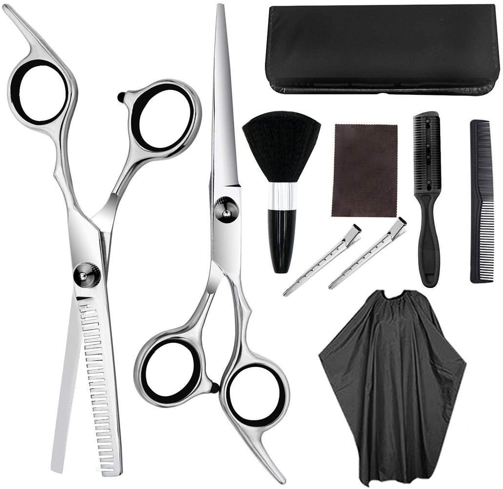 Haircut Scissors Set Bangs Scissors Flat Shear Comb Clip Home Hairdressing Tool
