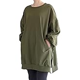 Minibee Women's Oversized Sweatshirt Crewneck Long Sleeve Tunic Shirts Plus Size Pullover Tops Fall Outfits
