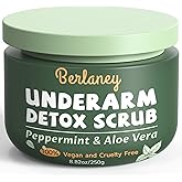 Berlaney Armpit Detox Scrub 8.8 oz with Peppermint, Aloe Vera and Walnut Shell Powder, Underarm Scrub Helps on Removing Odor, Deep Cleanse & Exfoliating, also for Legs, Knee, Feet, Hands Whole Body