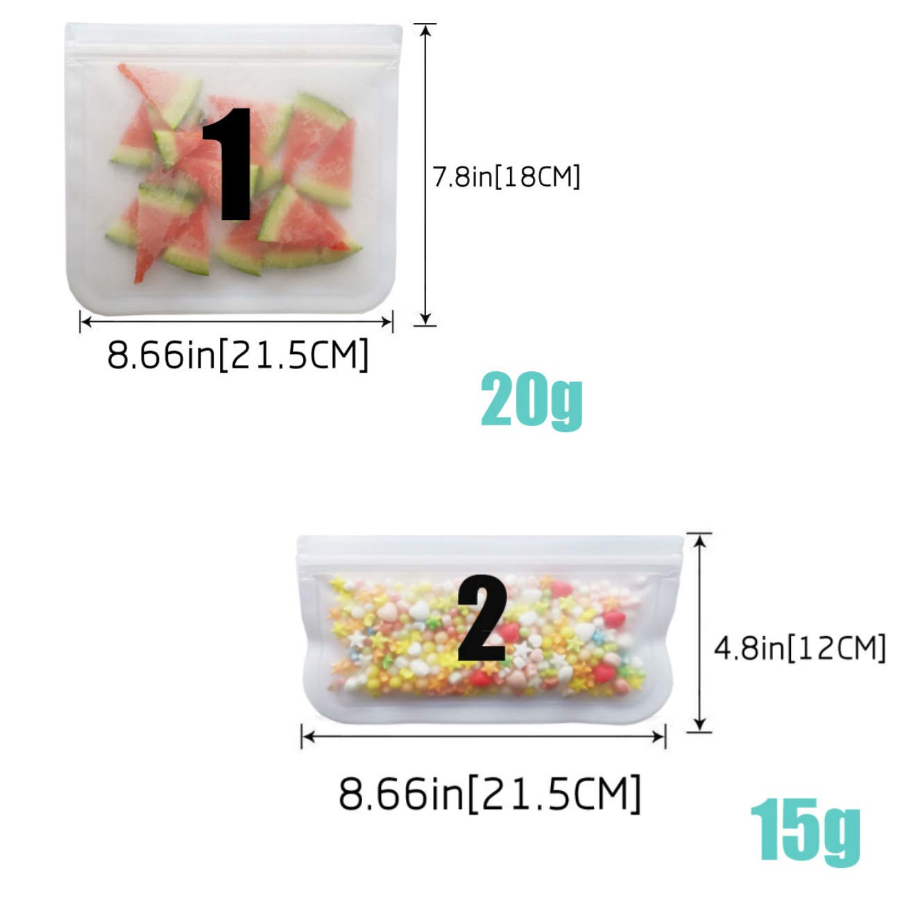 Reusable Storage Bags - 12 Pack BPA FREE Freezer Bags( 7 Leakproof Reusable Sandwich Bags + 5 THICK Reusable Snack Bags)Extra Thick PEVA Leakproof Ziplock Lunch Bags for Food Marinate Meat Fruit Cerea