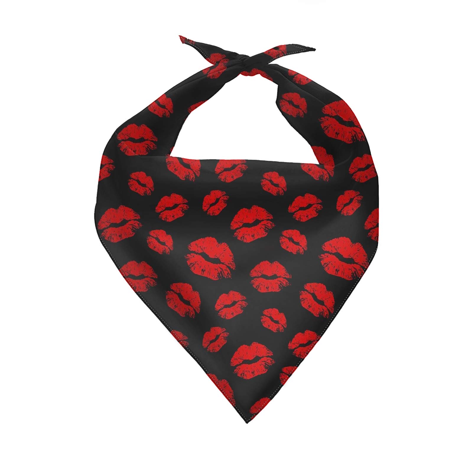 COEQINE Dog Bandana Red Lips Kiss Print Pets Scarf Triangle Bibs Kerchief Collapsible for Puppy Bandanas Purple Reversible Dog Scarfs for Small Medium Large Dogs Cats