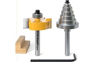 Fivepears 1/4 Inch Shank Rabbet Router Bit with 6 Bearings Set, Rabbeting Router Bit can Interchangeable and Adjustable Multi Depths Cutter 1/8", 1/4", 5/16", 3/8", 7/16", 1/2" …