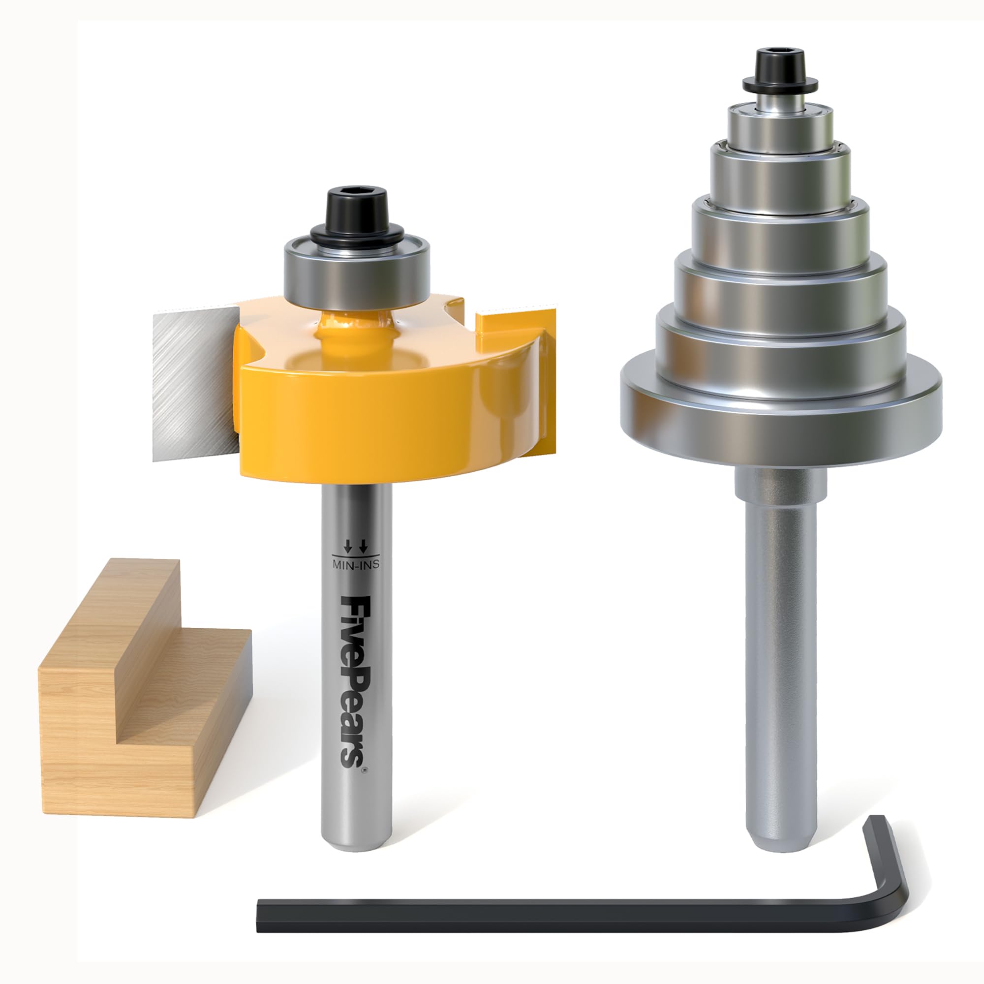 Photo 1 of Fivepears 1/4 Inch Shank Rabbet Router Bit with 6 Bearings Set, Rabbeting Router Bit can Interchangeable and Adjustable Multi Depths Cutter 1/8", 1/4", 5/16", 3/8", 7/16", 1/2" …