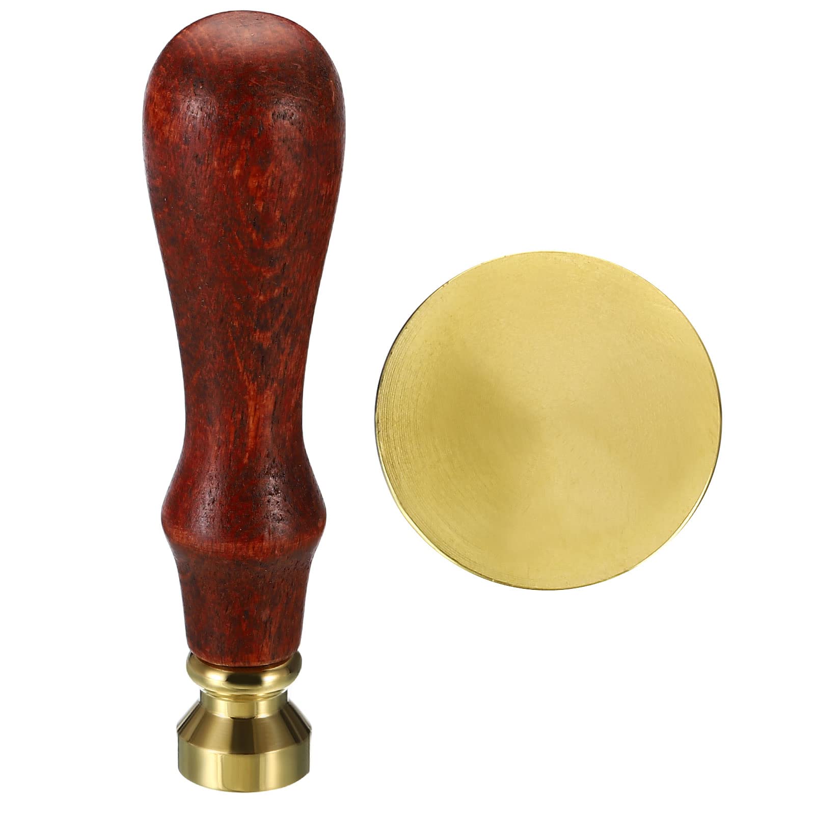 PATIKIL 15mm Round Blank Wax Seal Stamp, Removable Brass Head Without Carving Wooden Handle Retro for Envelope Invitation Wine Packing Gift Wrapping